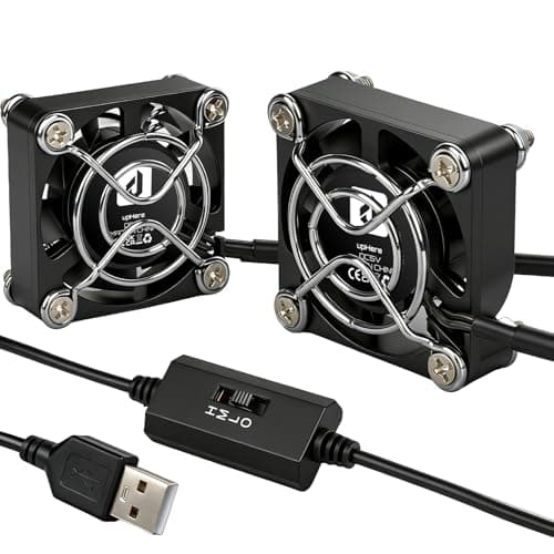 upHere Mini 40mm USB Fan, 5V Computer USB Cooling Fan, 3 Speed Control Desk PC Fans with Metal Grill, for Laptop/TV Box/Cabinet/PS4/PS5/Router