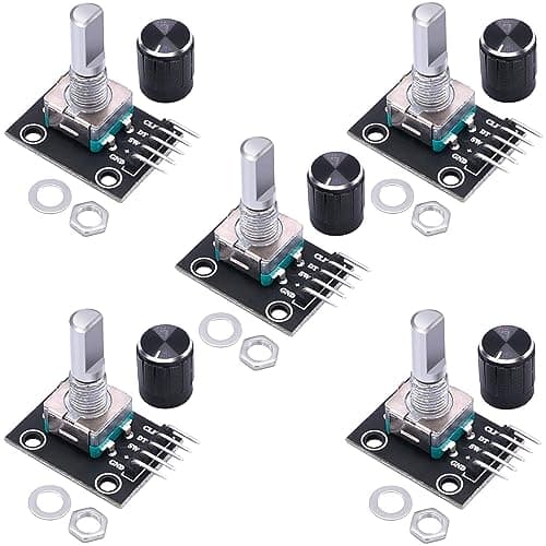 Taiss / 5 pieces KY-040 rotary encoder 360 degree rotary encoder with 15 × 16.5 mm with button cap for Arduino