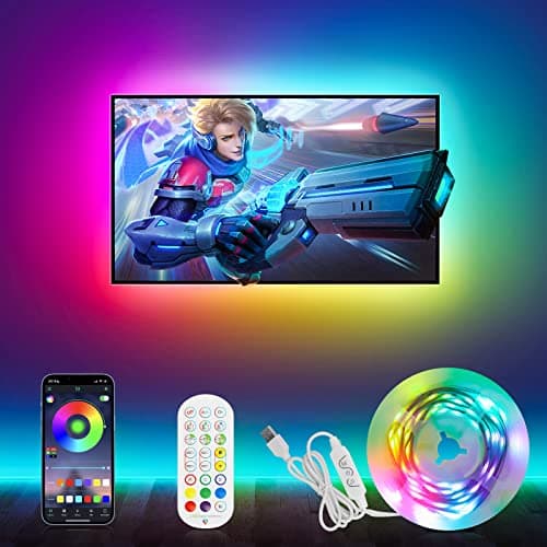 Auplf TV Led Lights, 4M RGBIC Strip for 45-75 Inch TV/PC Backlight Ambient Lighting Sync to Music Remote and Bluetooth APP Control for Led Bedroom, Party