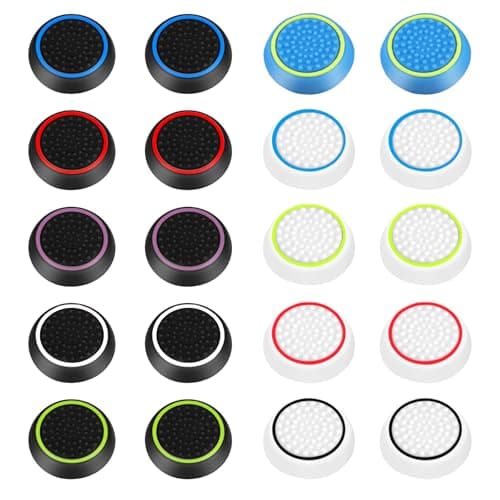 AYESY Thumb Grips, Silicone Analog Stick Thumb Grip Caps Cover, Controller Thumb Grips Compatible with PS4 / PS5 / Xbox/Controller Grip, Convex and Concave-Raised Dots Design-Dark Color-20PCS