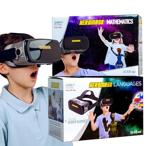 Heromask Languages + Maths Bundle – 2-in-1 Educational VR Game | Learn Languages and Maths Through Play | Unique Gift for Kids Aged 5–12, Compatible with iOS & Android