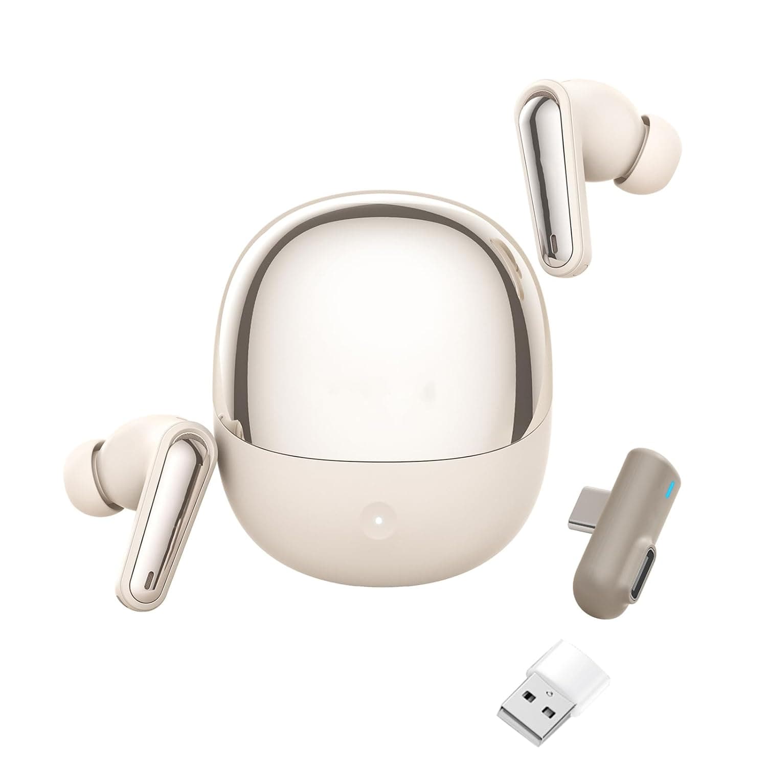 VBESTLIFE Wireless Gaming Earbuds, 2.4G Bluetooth 5.4 Dual Mode Earbuds with ENC Mic and USB C Dongle for Phone Tablet Laptop PC Game Console VR (White)