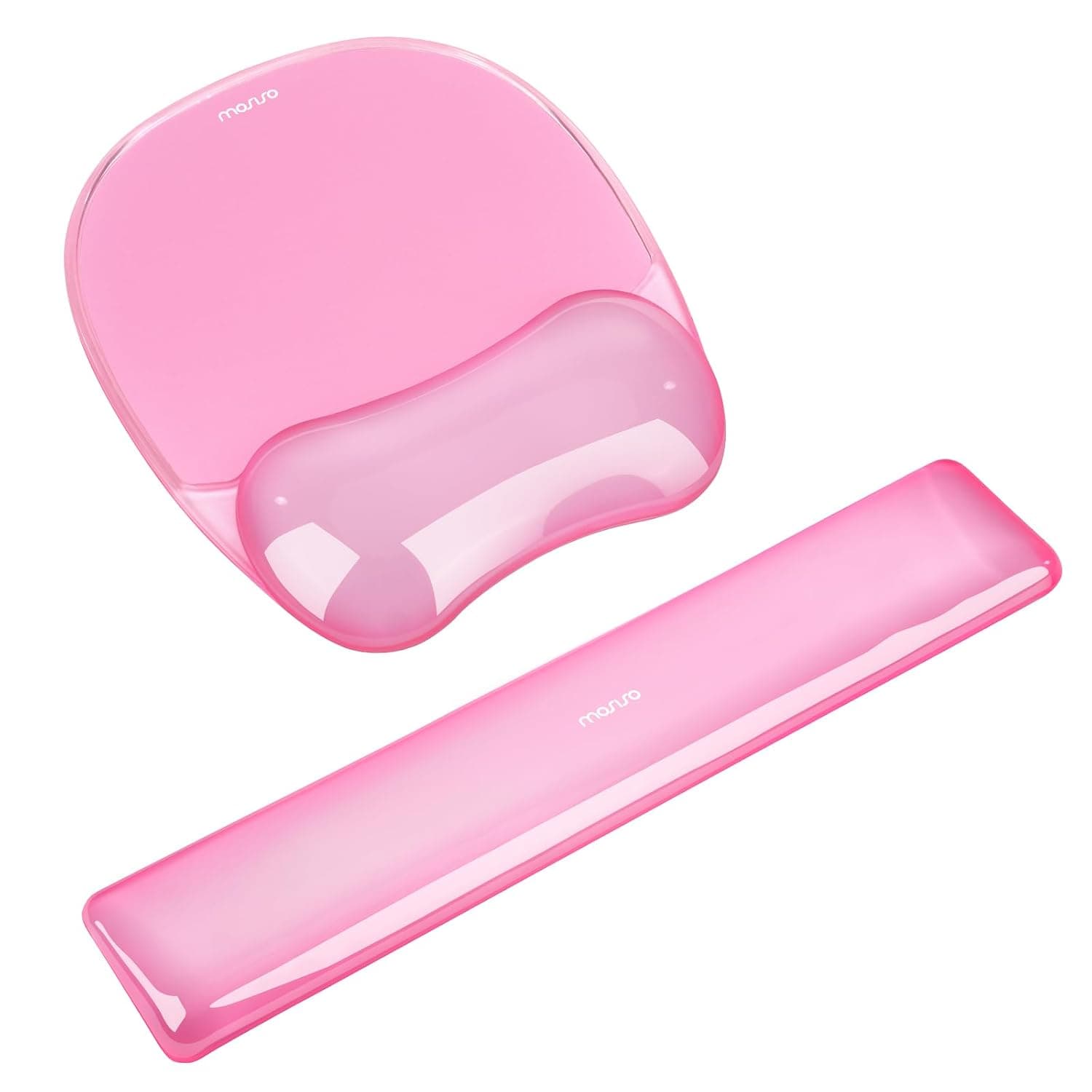 MOSISO Cooling Gel Mouse Mat and Keyboard Wrist Support Set, Pink | Irregular Oval Ergonomic Mousepad,Non-Slip Base,Wrist Cushion Keyboard Rest for Computer Laptop Typing Gaming,Home Office Use