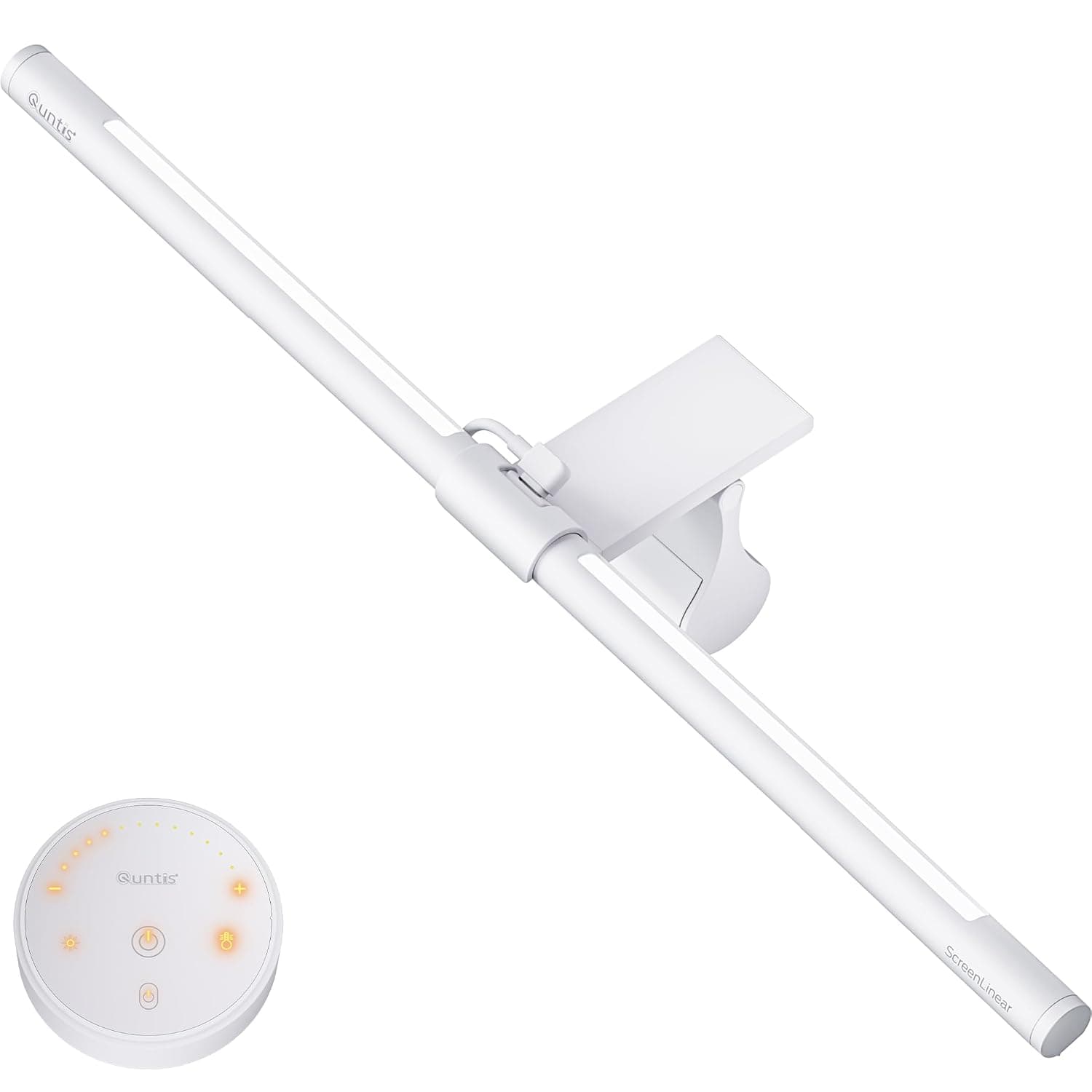Quntis Monitor Light Bar with Remote, Eye-Care No Glare, Computer Desk Lamp As Gift for Girls, Stepless Dimming, Backlight, Space Saving, Modern Aesthetic Reading Light for Home Office, Gaming, Whtie