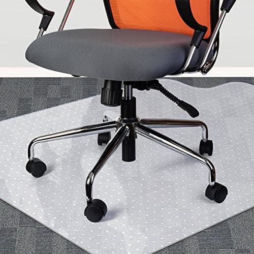 Youyijia Clear Chair Mat PVC Rectangle Spiked Clear Floor Protector Non-Slip Chair Desk Floor Plastic Mat for Office Home Medium Low Height Pile Carpet Anti Scratch (120x90cmT Shape Spiked)