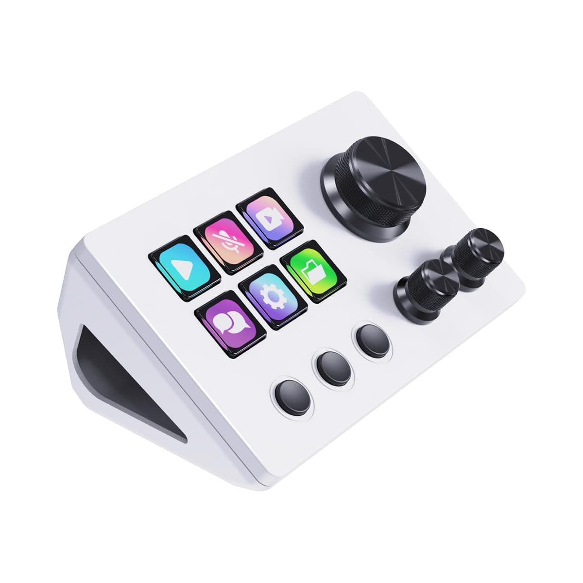 Basicolor N3 Macro Keypad with 6 LCD Shortcut Keys,3 Buttons & 3 Knobs-Programmable Stream Controller Deck for Streaming (YouTube,OBS,Twitch),Content Creation (Adobe),Productivity&Gaming (Mac/PC)