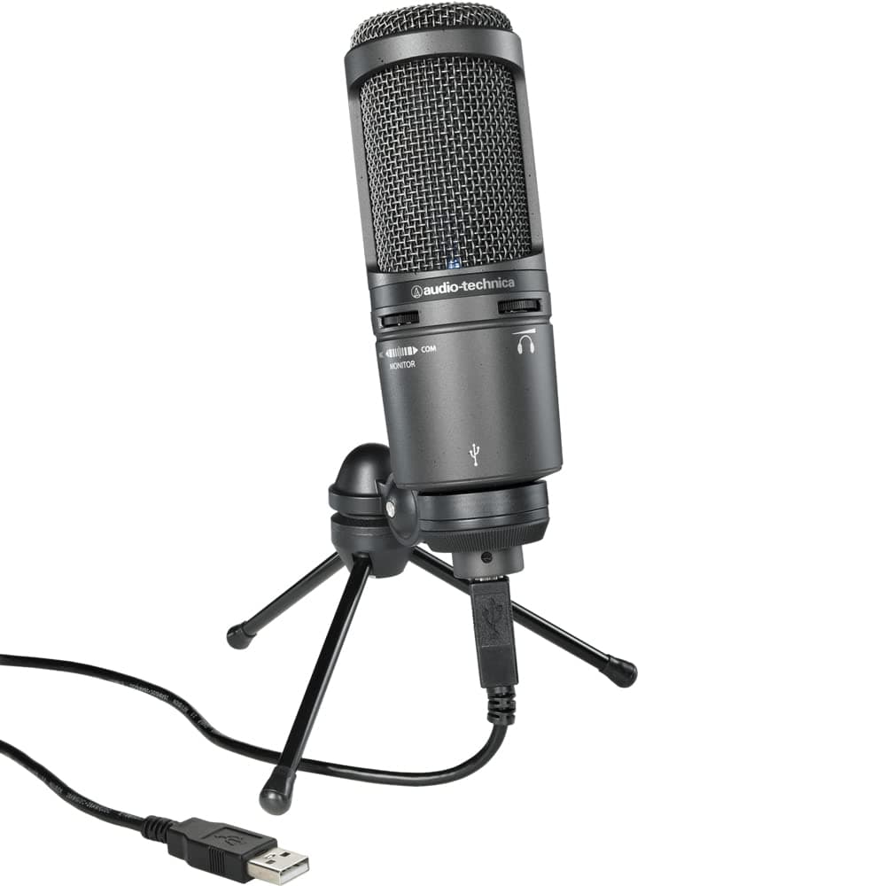 Audio-Technica AT2020USB+ Condenser Microphone with Cardioid Pattern (USB Port) for Voiceover, Podcasting, Vocals or Instrumental Live Recordings