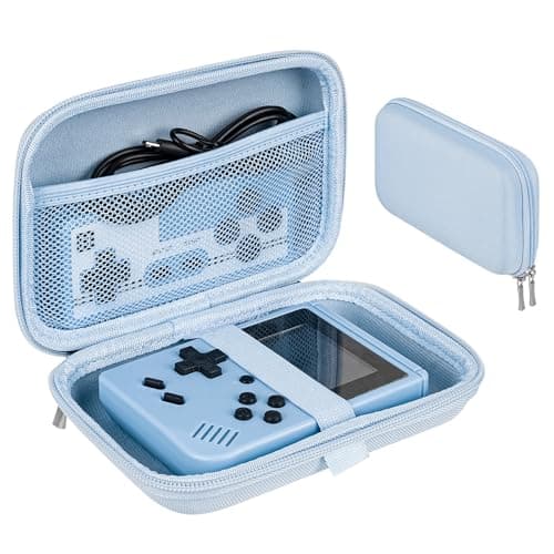 Linkidea Handheld Game Console Carrying Case, Protective Travel Retro Mini Game Player Box for Charging Cable, Earpods, Batteries and Accessories (Blue)