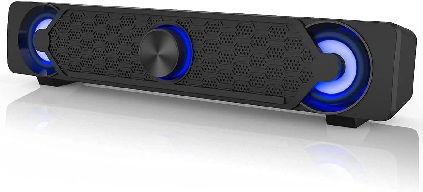 Smalody PC Speakers, Computer Speaker, USB Soundbar, Gaming with Cool LED | Cool LED lights, multimedia USB soundbar, perfect for PC gaming, desktop and laptop