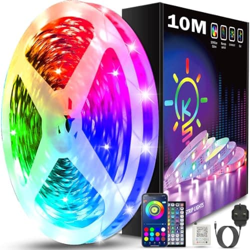 Keepsmile 10M Led Strip Lights with Music Sync,Bluetooth Smart App Control Color Changing Indoor Led Light Strips with Remote,Flexible Lights for Bedroom Birthday Home Party Decor