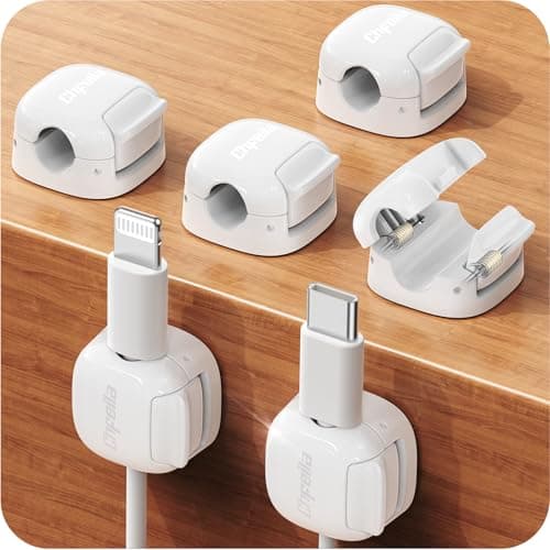 Chfeila 6 Pack Cord Organizer, Spring Cable Clips, Cute Cable Tidy, White