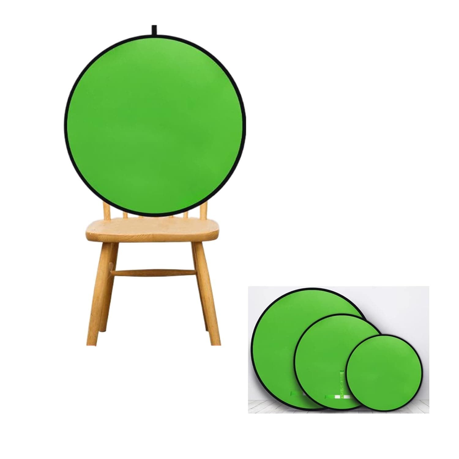 Portable Green Screen Backdrop, Collapsible Webcam Background, Green Screen Chroma Key for Video Chats, Zoom, Online Video Meeting, Photo with with Storage Bag (29.5×29.5inch（Circle）)
