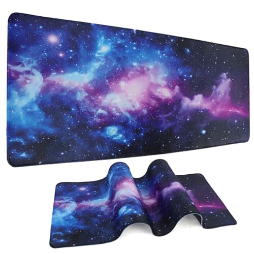 Large Gaming Mouse Pad 80x30cm, Galaxy Desk Mat with Non-Slip Rubber Base, Waterproof Keyboard Pad with Stitched Edges for Gaming, Office, Home