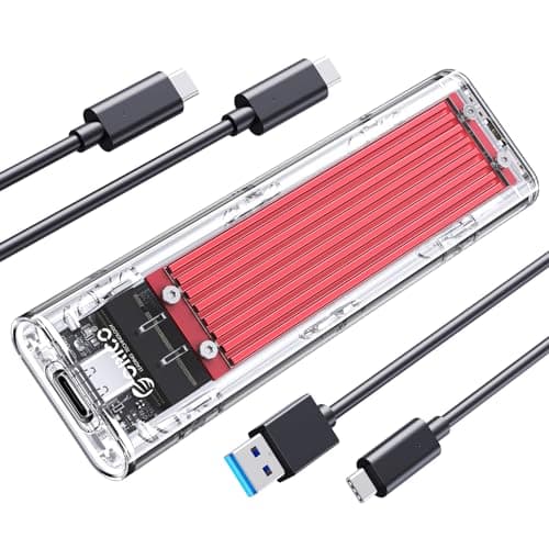 ORICO M.2 NVME SSD Case, USB-C Adapter USB 3.1 Gen2 (10Gbps) External M2 Enclosure for PCIe M-Key/B+M Key NVMe SSD 2230/2242/2260/2280, Red -TCM2