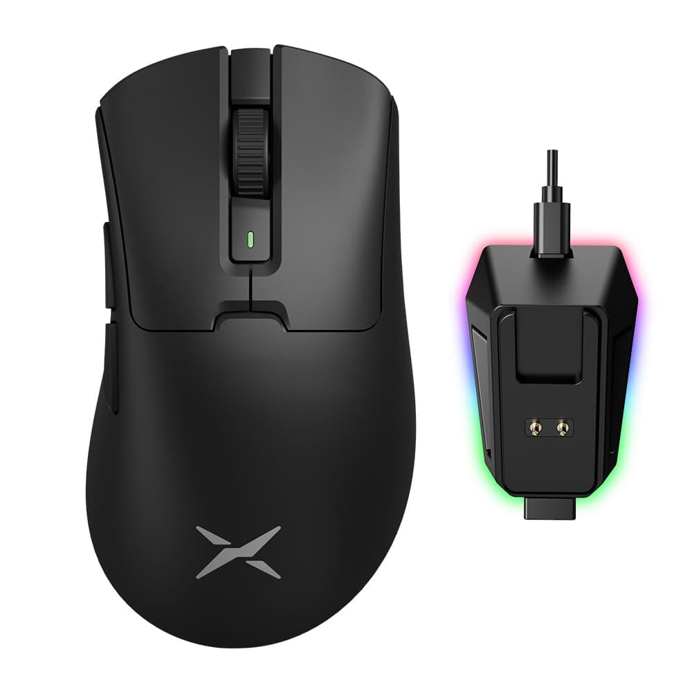 DELUX Wireless Gaming Mouse M900, 63g Lightweight, With Charging Dock, PAW3311 Sensor 12K DPI, 1000Hz Polling Rate, Rechargeable, Dual Mode (Black)