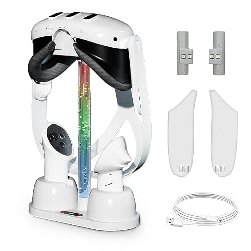 BeisDirect VR Controller Charging Dock Compatible with Meta Quest 3, VR Headset Stand for Meta Quest 3, RGB Light Controller Charging Station Stand for Quest 3 VR Accessories