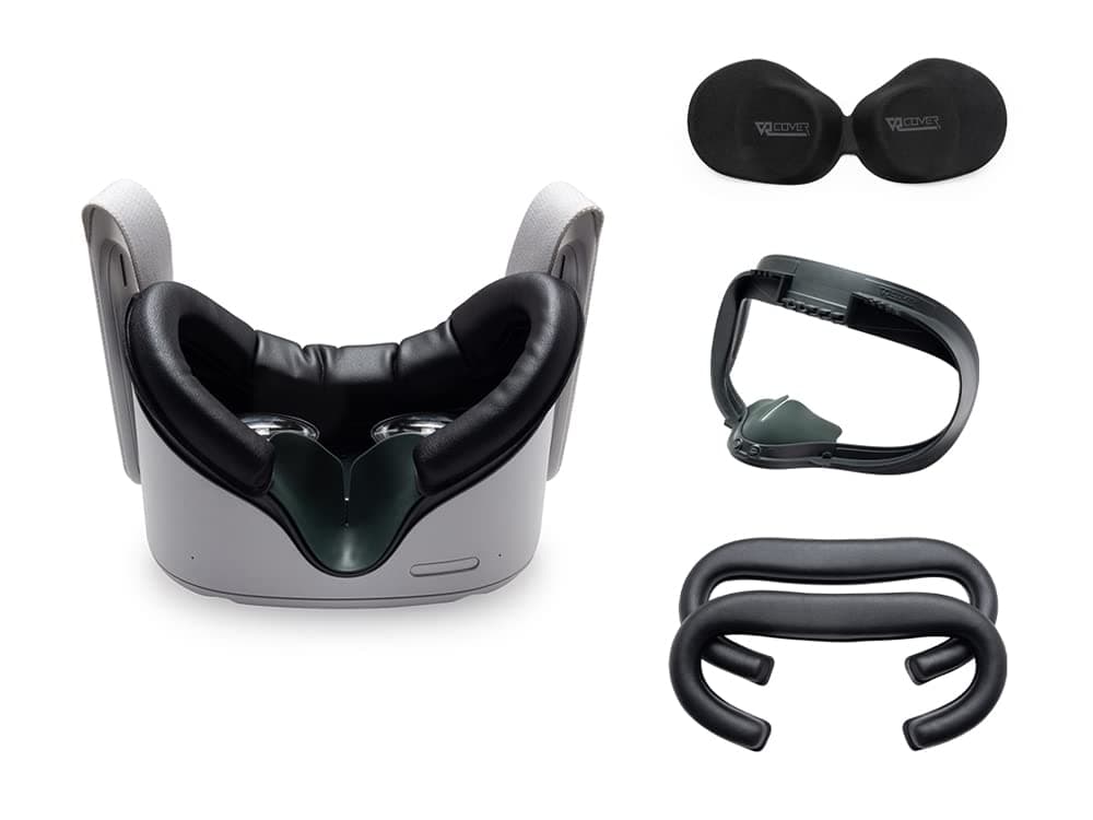 VR Cover Facial Interface Bracket & Foam Replacement with Lens Protector Cover for Meta/Oculus Quest 2 (Standard Edition)