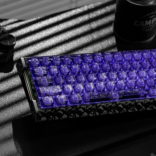 GEKUCAP Purple Transparent Keycaps, Shine Through Keyboard Keycaps | Carbon Fiber Side Printed Cherry Profile PC Keycap Set 119 Keys for MX Switch Mechanical Keyboards