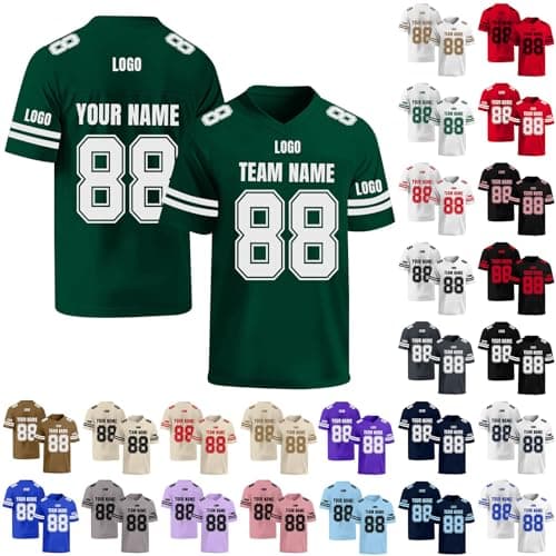 Personalised American Football Jersey for Men Teens, Custom Name Number