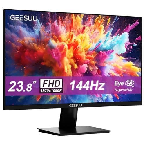 GEESUU 24 Inch Computer Monitor, PC Gaming Monitors 144Hz, 5ms, FHD 1080p, Eye-Care Screen, Lowblue, 99% sRGB, VESA 75x75mm, HDMI 2.0 & DP 1.2