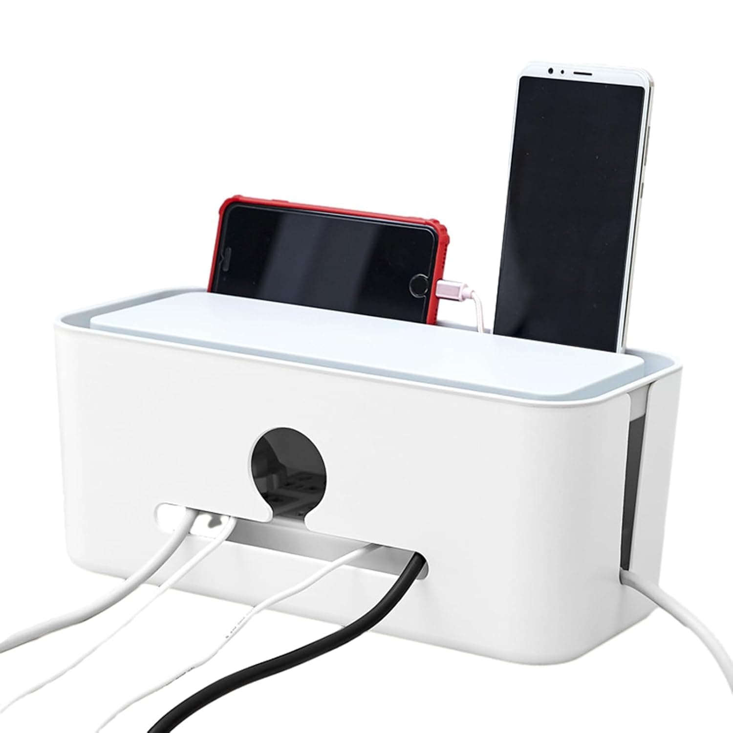 Cable Management Box Desktop Wire Organizer, Electrical Outlets Cord | Tidy Power Outlet Holder, Plug Board Socket Storage for Living Room, Meeting Room, Kitchen, Home Office, Study
