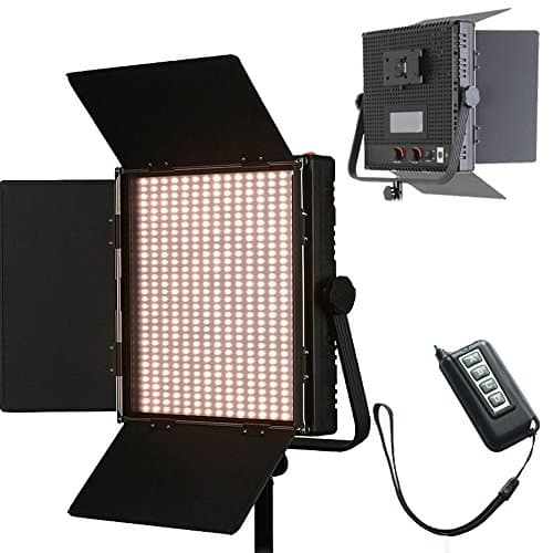 1024 LED Video Light, 61.5W Dimmable Bi-Color 3200-5600K LED Panel Light with LCD Screen, Bracket, Barndoor and Remote Control for Photography Studio