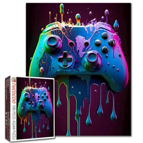 Gaming Themed Jigsaw Puzzles for Adults 1000 Pieces Video Game Watercolor Jigsaw Puzzle Art 27 x 20 Inches Colorful DIY Puzzles for Home Decoration Family Puzzle Perfect for Game Nights