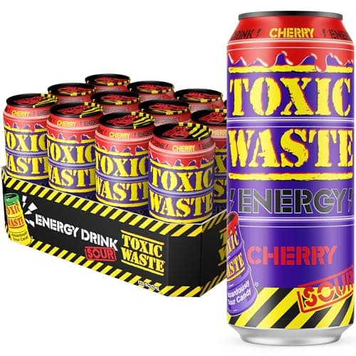 TOXIC WASTE Sour Cherry Sparkling Energy Drink, 12 x 500ml Cans