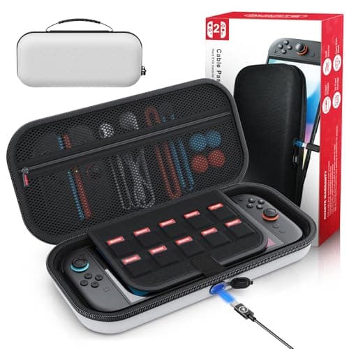 Case for Nintendo Switch 2, Travel Case with Charging Hole and 10 Game Card | Charge Inside Portable Travel Carry Case, Protective Hard Shell Carrying Pouch for Switch 2 Console & Accessories(White)