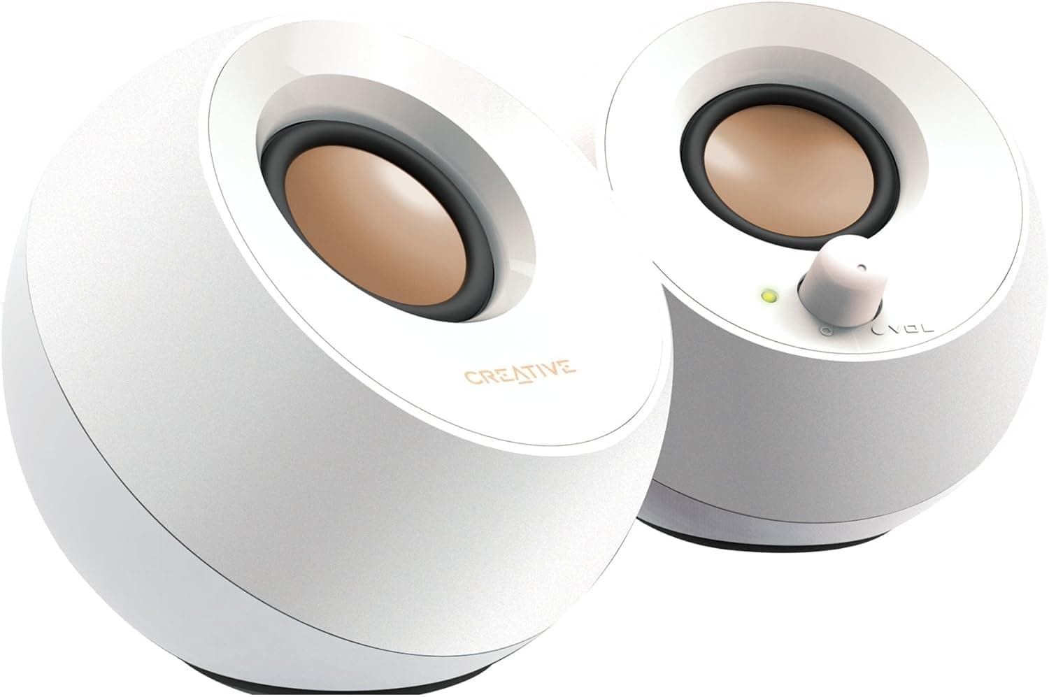 Creative Pebble Modern 2.0 USB powered Compact Speaker Sound System with Clear Sound for Computer, PC, Laptop, Mac - White | USB-Powered, 2.0 Speaker, Compact, Stereo, PC Speakers, Laptop Speakers, Minimal Design, Desktop Audio, White