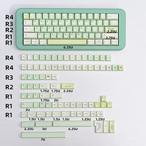 PBT Keycaps Cherry Profile Cute Ginkgo Light Green Keycaps Set 143 Keys Custom Dye-Sub ISO ANSI Keyboard Key caps for 60% 65% 70% 75% 80% Cherry Gateron MX Switches Mechanical Keyboards