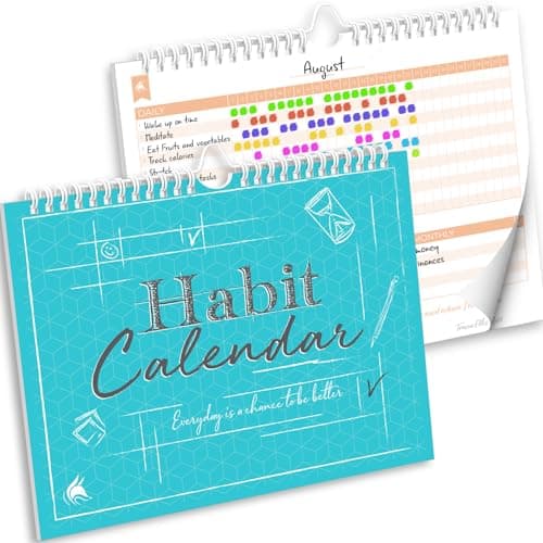 Clever Fox Habit Tracker Calendar, 24-Month Daily Goal Journal Turquoise