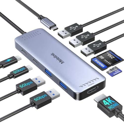 USB C Hub Multiport Adapter, 10-in-1 Hub 4K@60Hz HDMI Multi-Port USB Adapte
