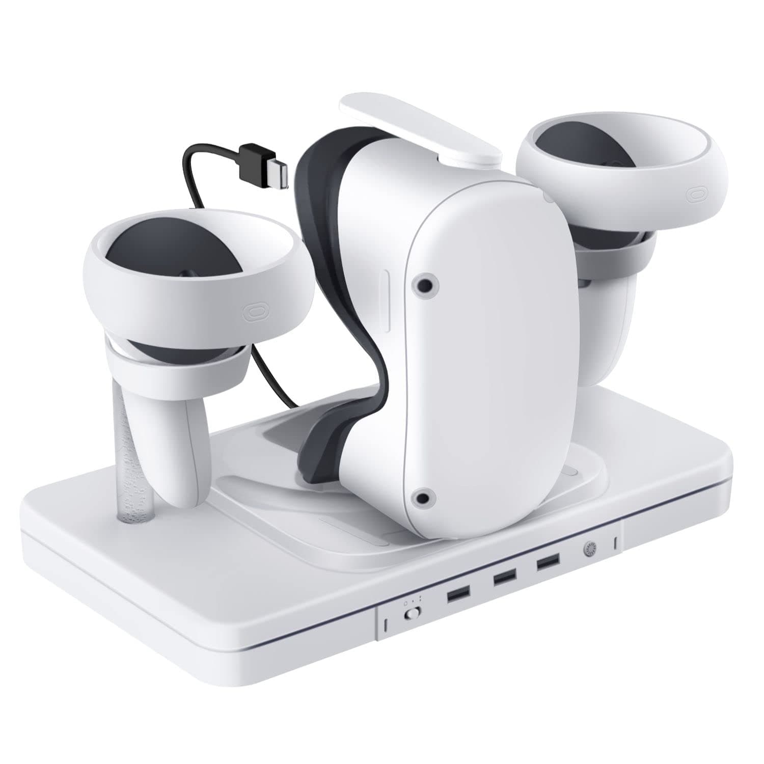 TNP Charging Dock for Oculus Quest 2 - VR Headset and Controller Charging Dock Station with RGB Light and 3x USB 2.0 Ports - USB-C Cable for Fast Charging and Data Transfer