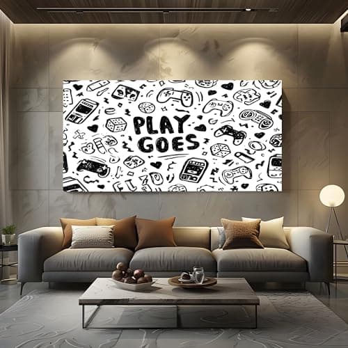 ZORYAN Canvas Wall Art Doodle Video Games Large Poster Frameless 80x160cm
