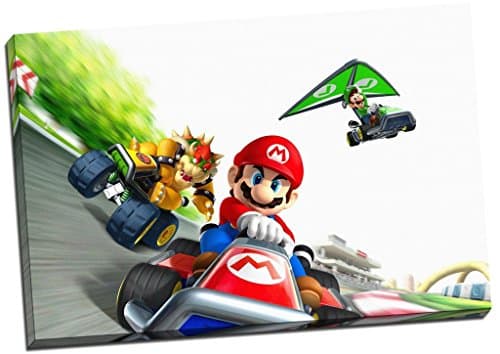 Mario Kart With Luigi Canvas Print Picture Wall Art Large 30x20 Inches