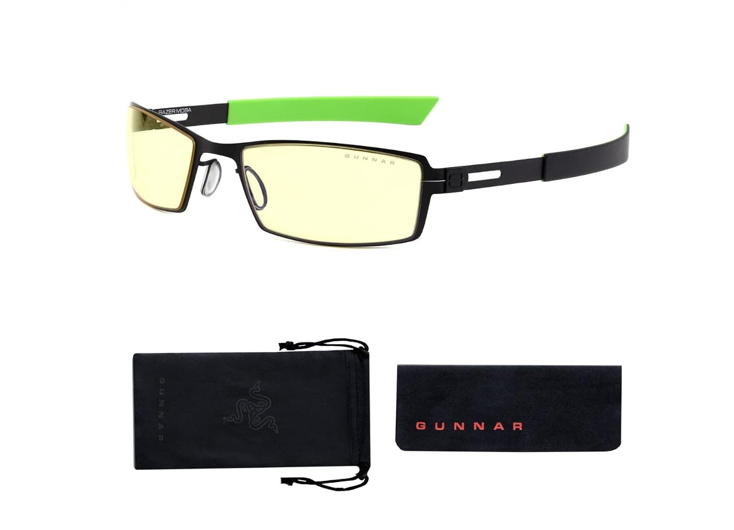 Gunnar x Razer - Bluelight Blocking Glasses - MOBA - Onyx - Amber Neutral | Computer / Gaming glasses - Razer MOBA - Onyx - Amber Neutral - 65% blue light & 100% UV blocking - Patented technology