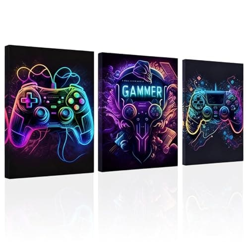 KiKiHong 3 Pcs Gaming Wall Art 30x40 cm Framed Gaming Room Decor