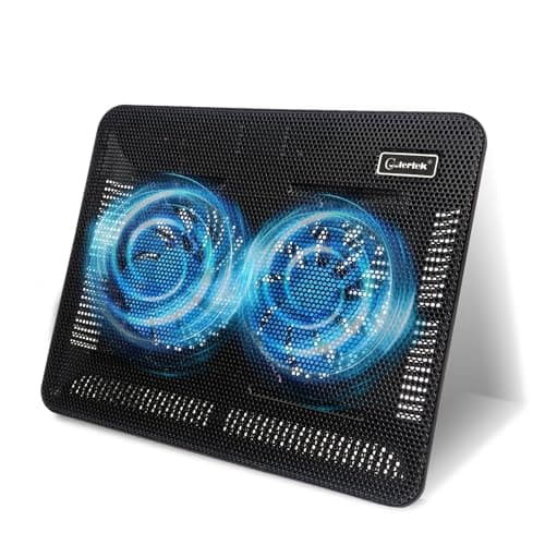 Laptop Cooling Pad, Coolertek Portable Slim Quiet Laptop Notebook Cooler Cooling Pad Stand with 2 Blue LED Fans, USB Powered, Adjustable Angled, Fits 11-14 Inch Laptop
