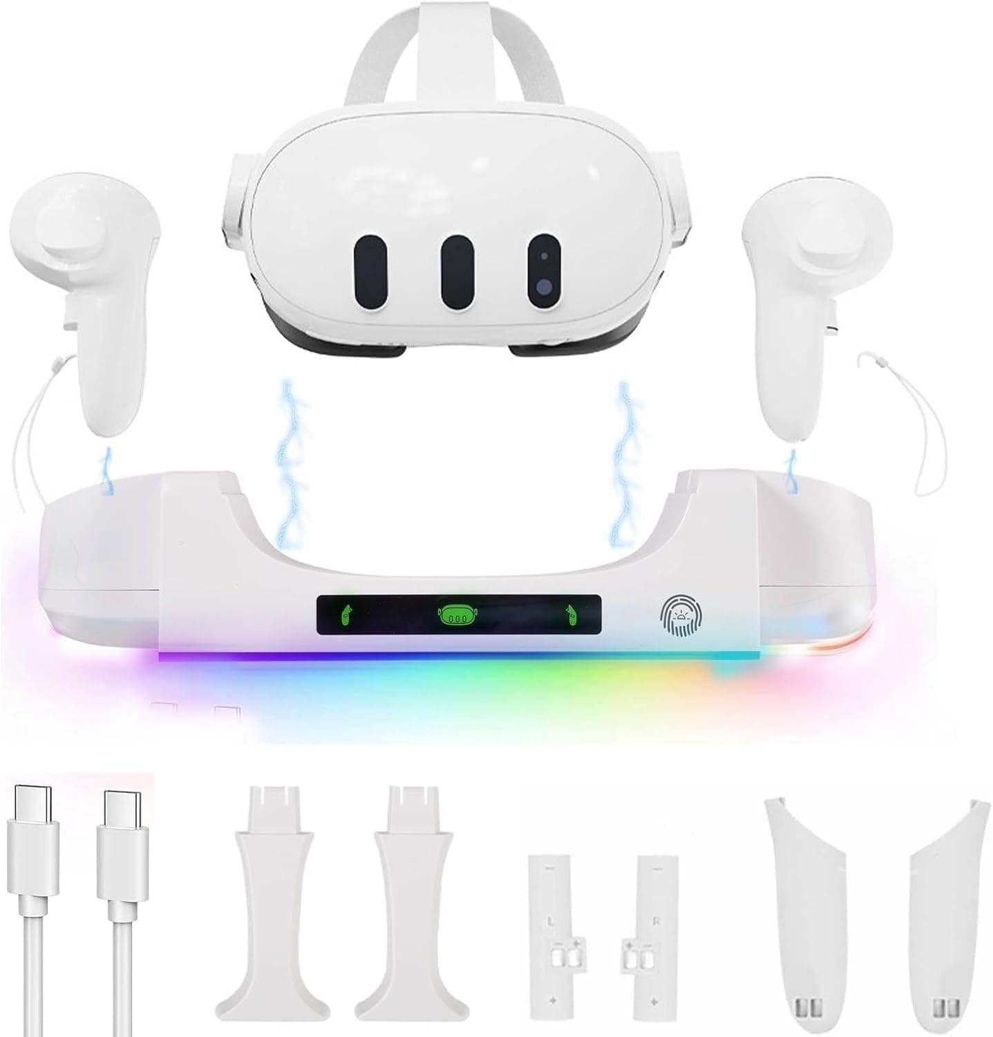 Charging Dock for Meta Quest 3S/Quest 3,Charger Station Stand for MetaQuest 3S/3 Storage,Magnetic Charging Dock Station for VR Headset & Controllers with 2 Rechargeable Batteries