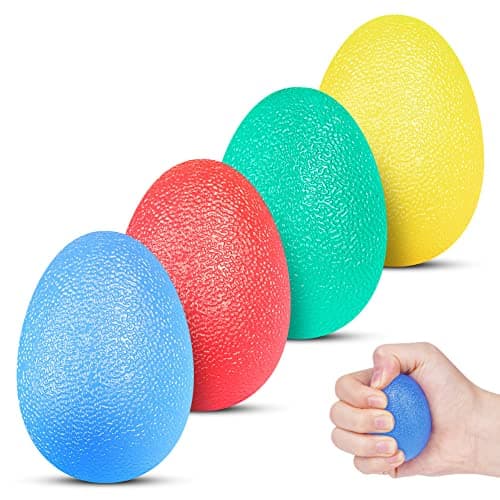 Vicloon Hand Grip Strength Trainer, 4 Pcs Stress Relief Balls for Adults, Hand Therapy Squeeze Exercise Stress Balls, Strength Hand Exercise Ball Squishy to Trainning Finger and Wrist