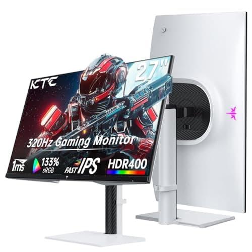 KTC 1440P Gaming Monitor 300Hz / 320Hz (OC), White QHD 2K Monitor 27 Inch with 1ms Fast-IPS Panel, 144% sRGB, HDR400, Adaptive Sync, Low Blue Light, 2 x HDMI 2.1, 1 x DP 1.4, Adjustable Stand, H27E6