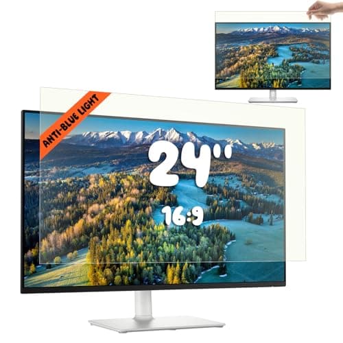 Mamol 24 Inch Computer Blue Light Blocking Screen Protector for 16:9 Widescreen Monitor, Anti Glare Anti-UV Eye Protection Desktop PC Monitor Filter, Removable Anti-Scratch Screen Film 24in