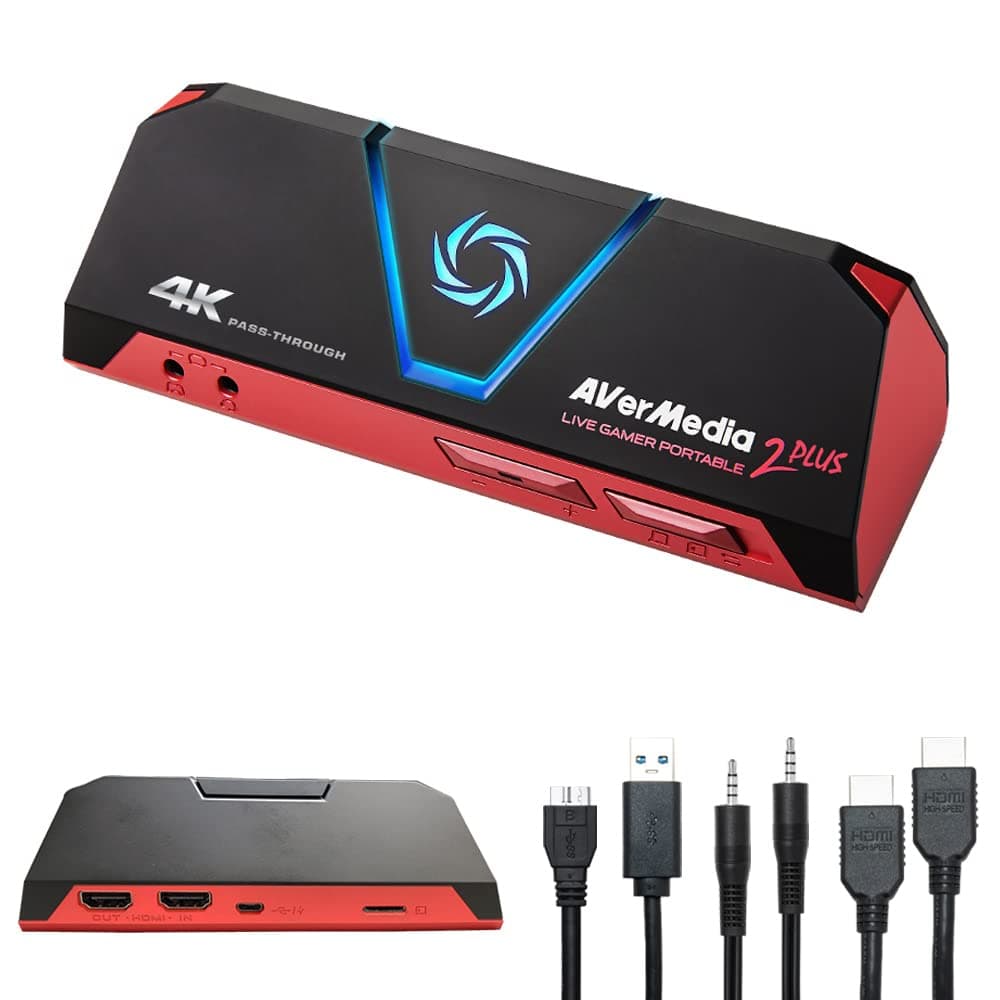 AVerMedia GC513 Live Gamer Portable 2 Plus – 1080p60 Capture Card with 4K60 Pass-Through, PC-Free Recording, Plug & Play, Party Chat, OBS, Streamlabs, Mac, Windows 11, PS5, Switch, PC