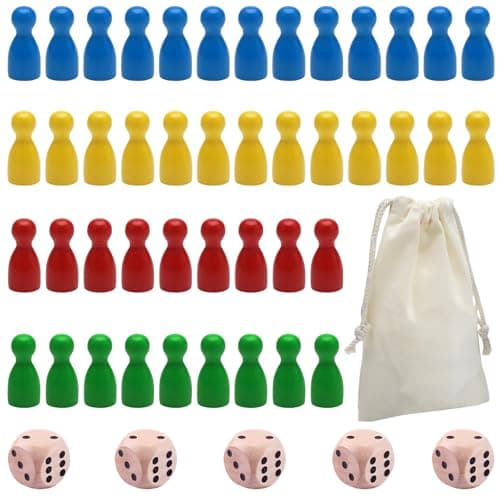 GUOYOU 80 Pcs Wooden Pawns Board Game Pieces Multicolor Pawns Board