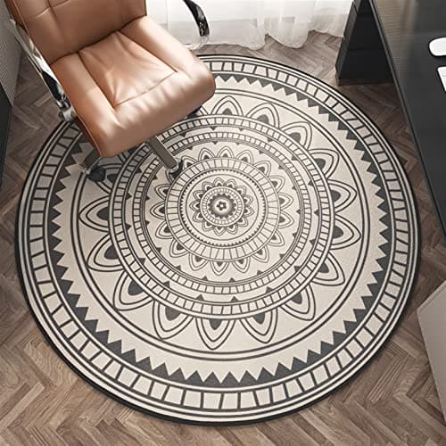 Heavyoff Round Office Chair Mat for Hardwood Floor Computer Gaming Rolling Chair Mat Floor Protector Mat Desk Rug Wood Tile Protection Mat for Office Home, Beige, 80cm