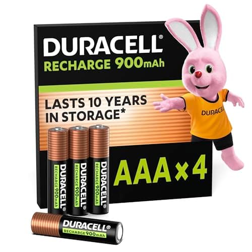 DURACELL AAA Rechargeable Batteries (4 Pack) 1.2V, 900 mAh NiMH
