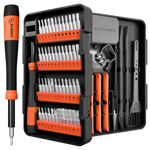 STREBITO Mini Screwdriver with Torx,Triwing,Pentalobe Bits 64Pcs Repair kit