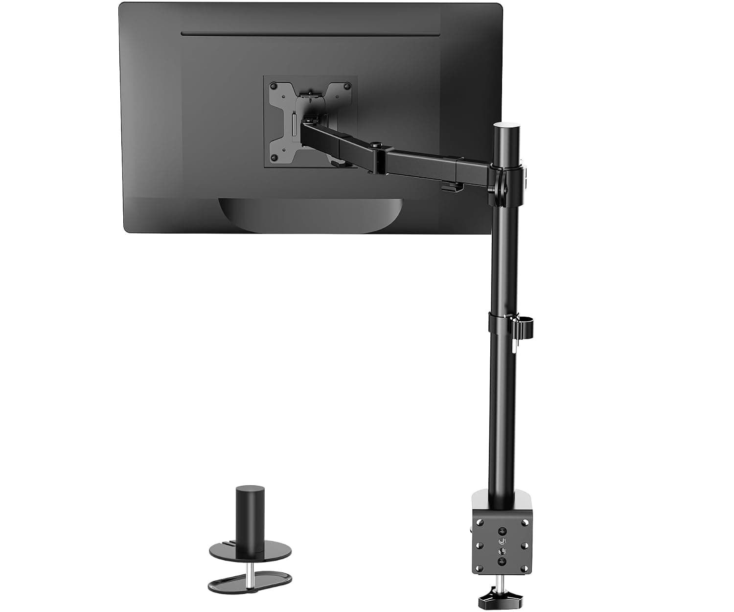 WALI Single Monitor Arm for Screen Up to 27 Inch, Single Articulating Monitor Mount, Adjustable Desk Monitors Stand with Tilt Swivel Rotate, Holds Screen Up to 10 kg, VESA 75 & 100mm, Black (M001)