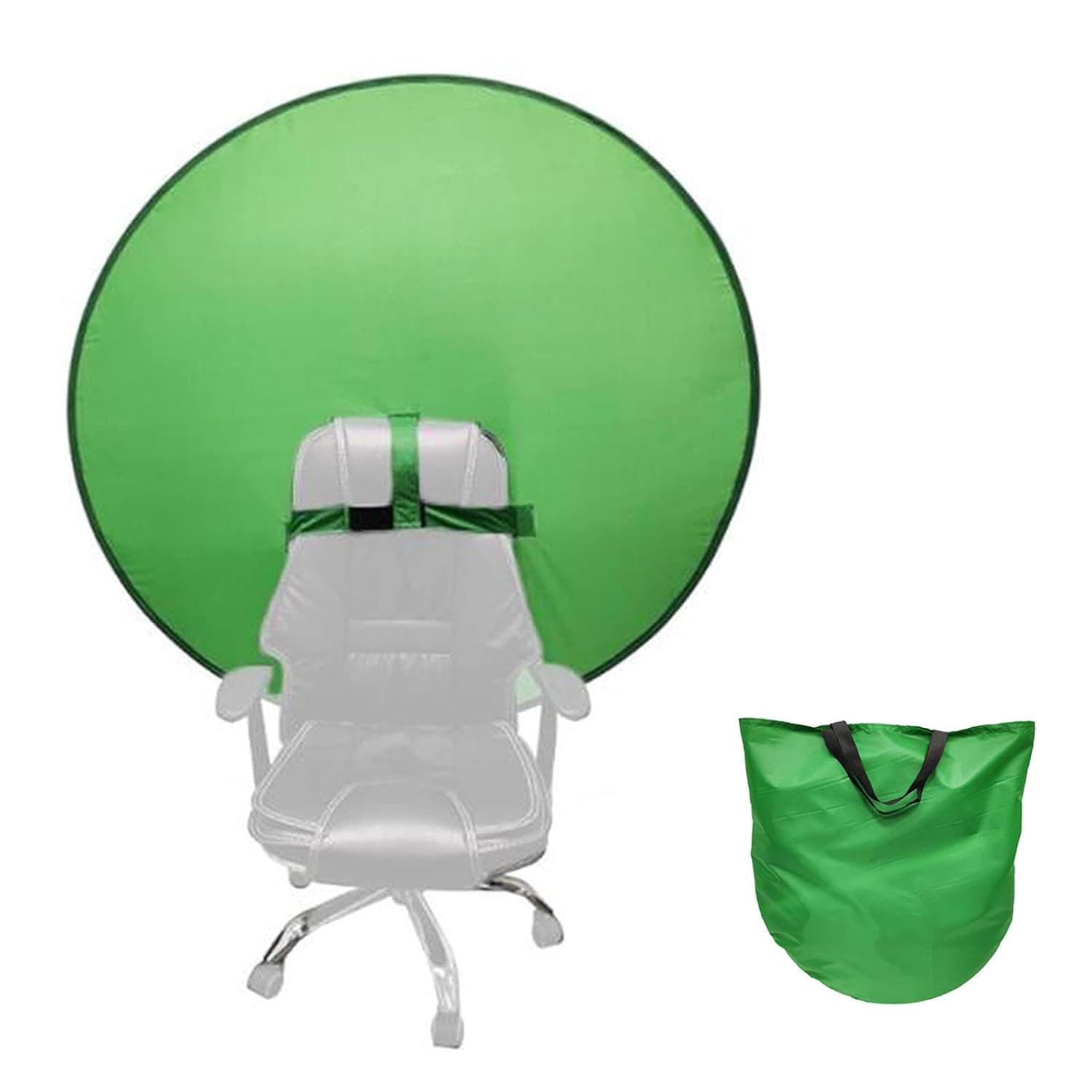 Portable Green Background Screen Pop-Up Chair Zoom Virtual Background Collapsible Green Screen Suitable for Portrait, Product Photography and Video Shooting,110cm